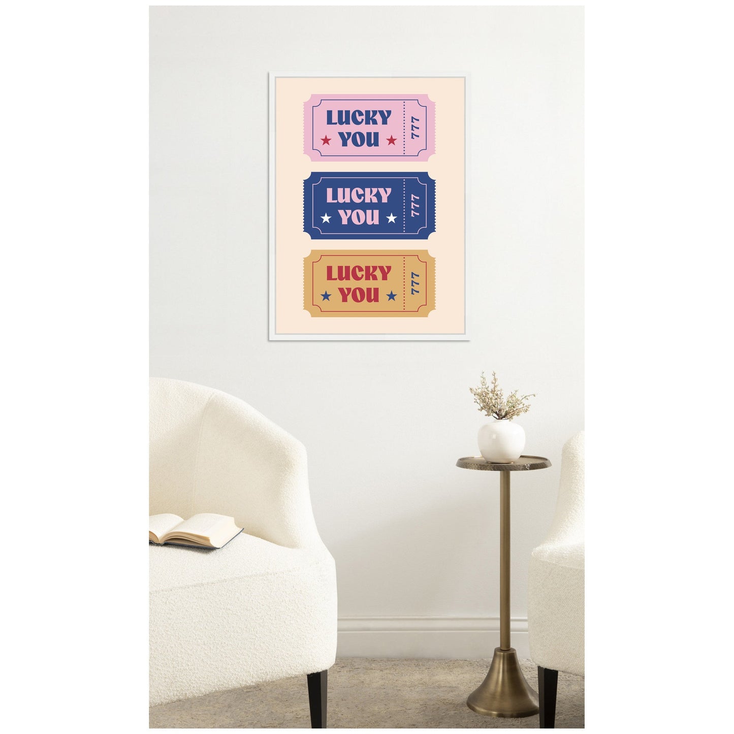 LuckyYouTicket by Rachel Lee 3 Birdies Studio Framed Canvas Wall Art Print