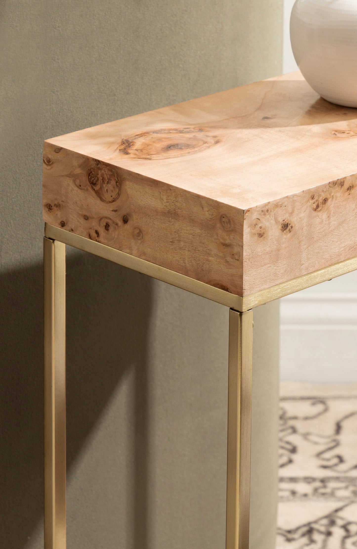 Karlsen Wood and Metal Slim Side Table
