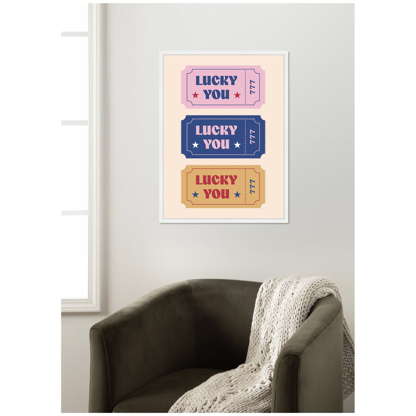 LuckyYouTicket by Rachel Lee 3 Birdies Studio Framed Canvas Wall Art Print