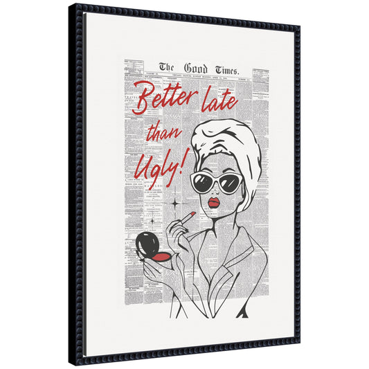 Better Late Than Ugly Newspapers by Honey Island Studio Framed Canvas Wall Art Print