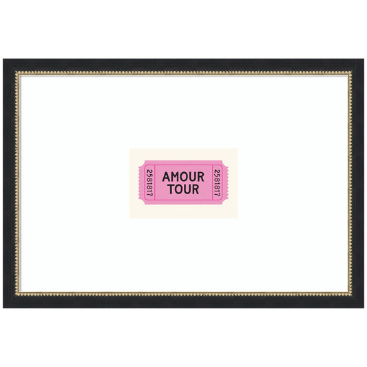 Pink Poster Retro Ticket Print, Amour Tour Dopamine Decor, Girly Wall Art, Trendy French Poster by Lucky Guava Framed Wall Art Print