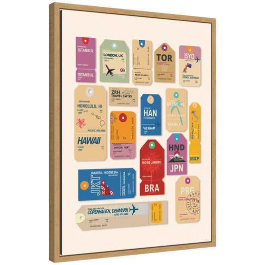 Travel Tags by Honey Island Studio Framed Canvas Wall Art Print