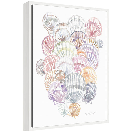 Sylvie Pale Pastel Shells Framed Canvas by Patricia Shaw