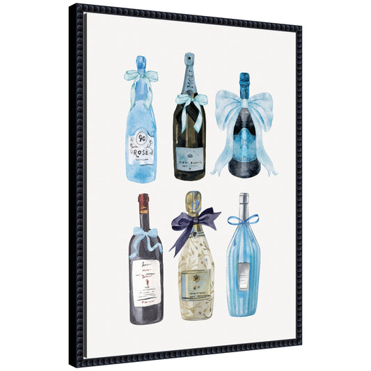 Blue Champagne by Honey Island Studio Framed Canvas Wall Art Print