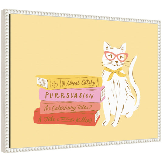Book Lover Cat 4 by Krissy Mast Framed Canvas Wall Art Print