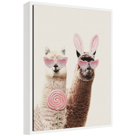 Sylvie Llamas On Vacation Framed Canvas by July Art Prints