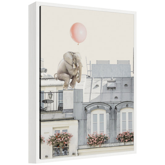Sylvie Elephant in Paris Framed Canvas by July Art Prints