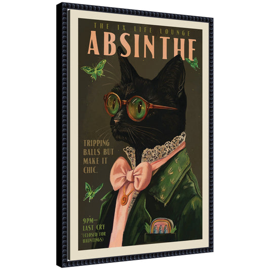 WG Absinthe Kitty by The Whiskey Ginger Framed Canvas Wall Art Print