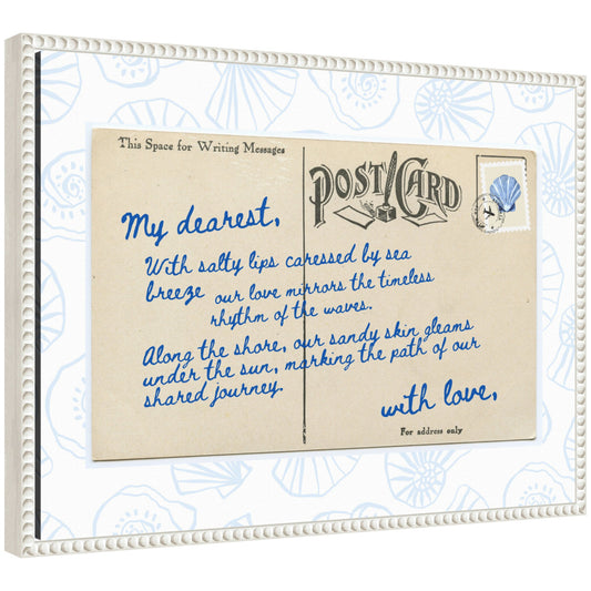 Sylvie Beach Love Letter Blue Framed Canvas by Honey Island Studio
