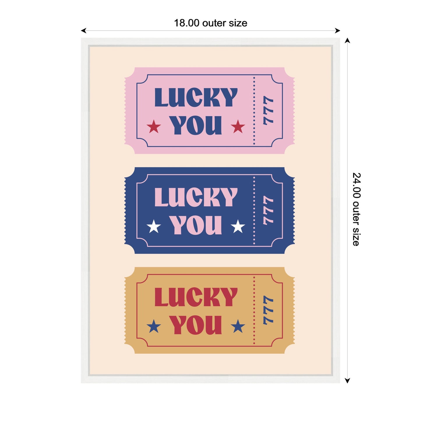 LuckyYouTicket by Rachel Lee 3 Birdies Studio Framed Canvas Wall Art Print