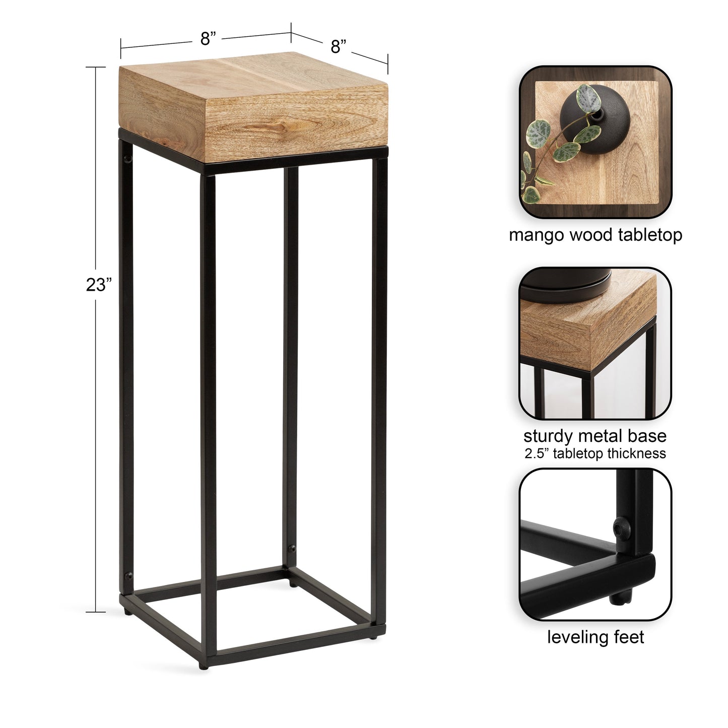 Karlsen Wood and Metal Slim Side Table