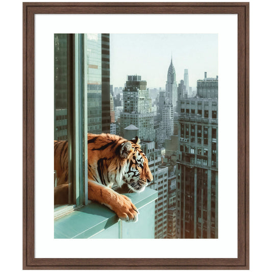 Framed Art Urban Tiger Overlooking Manhattan by Michael Schauer