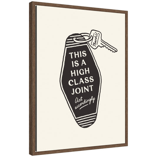 Retro Keychain This is a High Class Joint Black and White by Lucky Guava Framed Canvas Wall Art Print