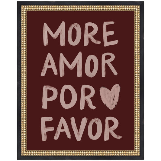 More Amor Por Favor Hand Painted Typography Maroon by Lucky Guava Framed Wall Art Print