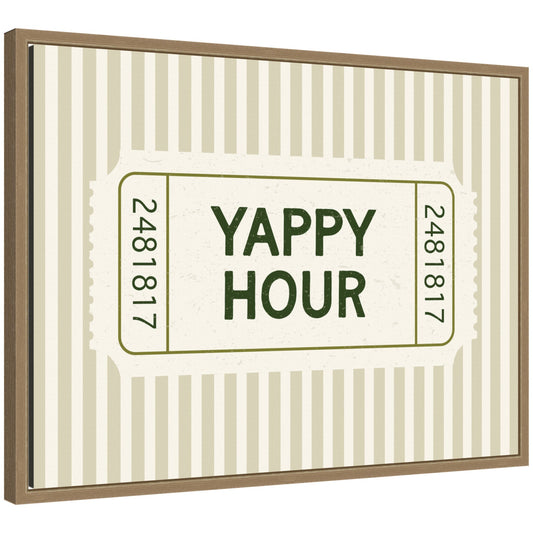 Yappy Hour Ticket Sage Green Wall by Lucky Guava Framed Canvas Wall Art Print