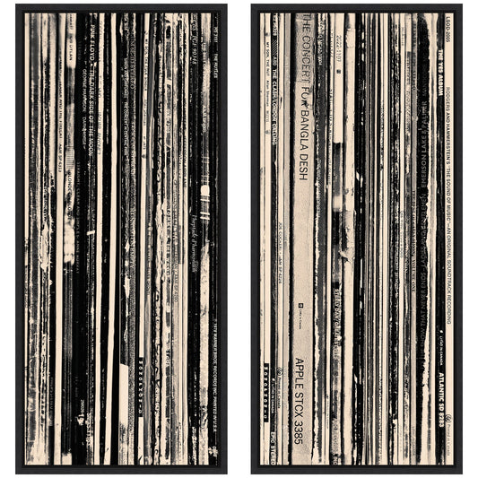 33 RPM Black and White Panel No. 1 & 2 2 Piece Framed Canvas Wall Art Set by Robert Cadloff