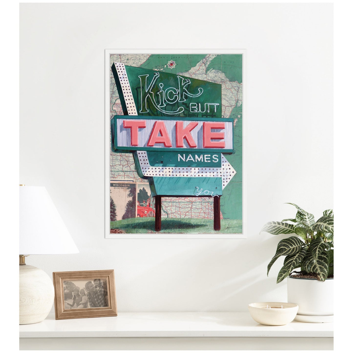 Kick Butt Take Names by Krista V. Allenstein Framed Canvas Wall Art Print
