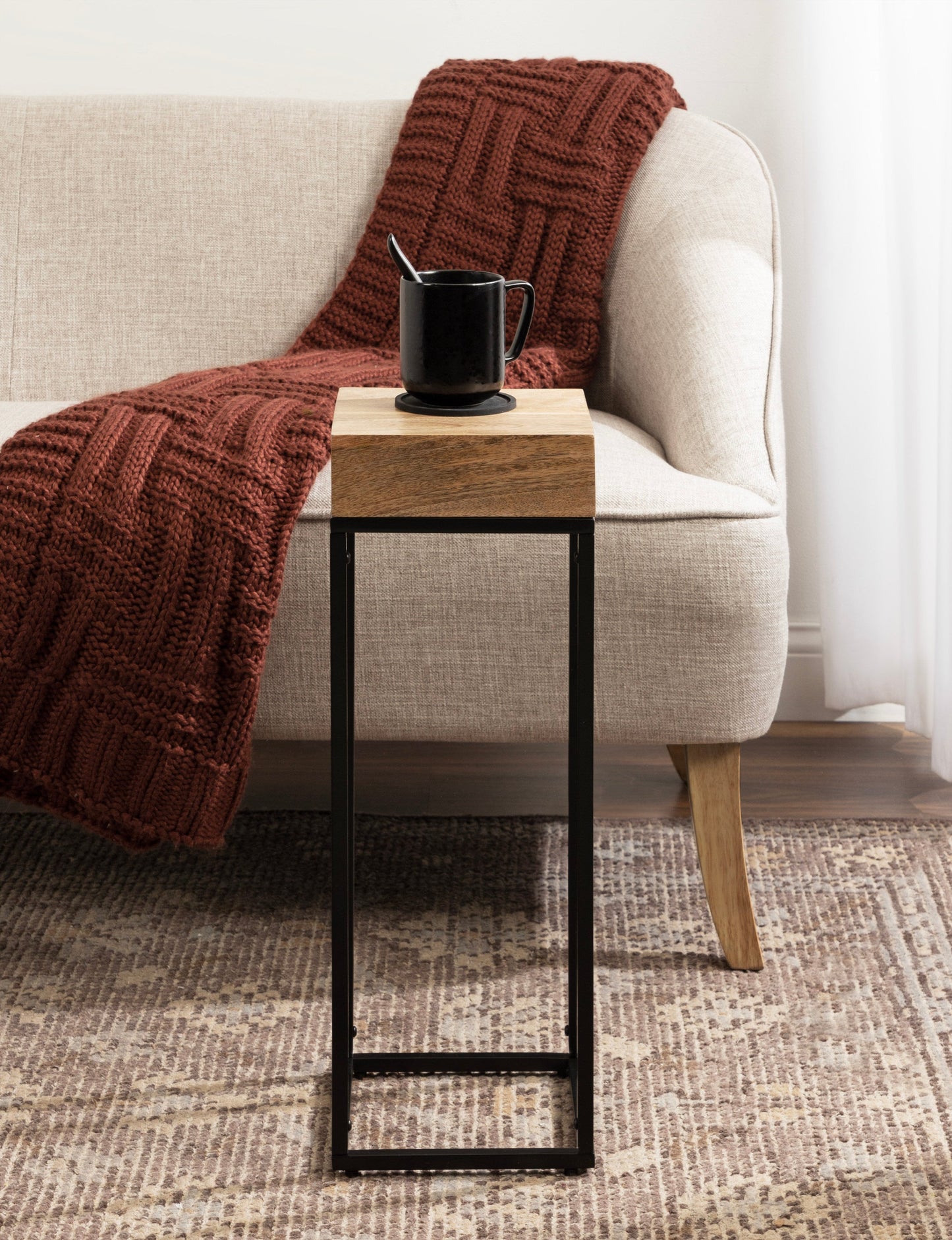 Karlsen Wood and Metal Slim Side Table