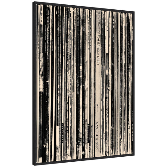 33 RPM Black and White by Robert Cadloff Framed Canvas Wall Art Print
