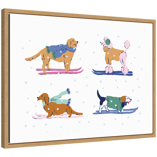 Sylvie Framed Canvas Ski Dogs 1 by Krissy Mast