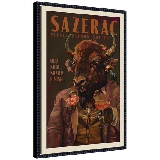 WG Sazerac Bison Buffalo by The Whiskey Ginger Framed Canvas Wall Art Print