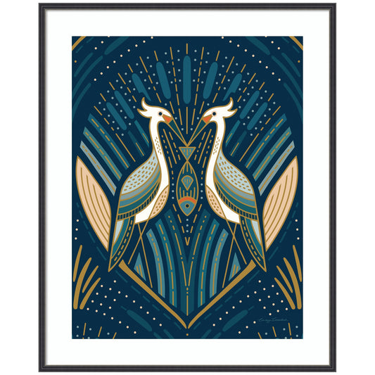 Framed Art Art Deco Herons Blue by Carey Copeland