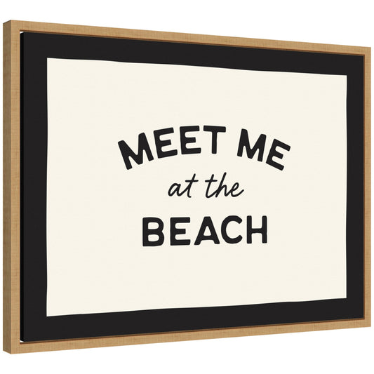 Meet Me at the Beach Coastal Typography Beach House Welcome by Lucky Guava Framed Canvas Wall Art Print