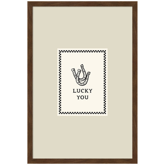 Lucky You Checkerboard Print, Hand Drawn Western Horseshoe Art, Cool Wall Art Motivational Poster II by Lucky Guava Framed Wall Art Print