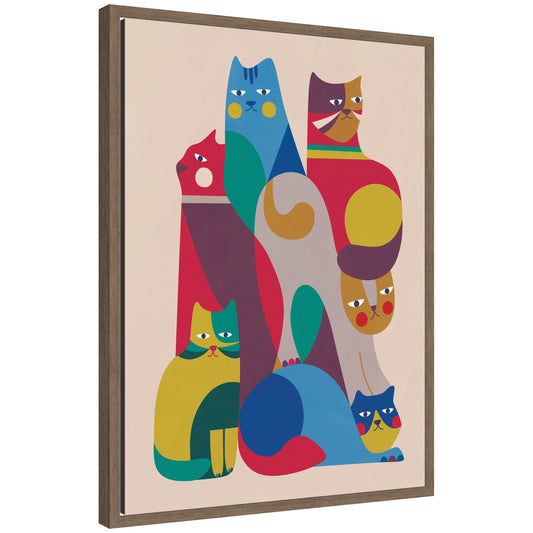 Abstract Retro Modern Cats 02 by Rachel Lee Framed Canvas Wall Art Print