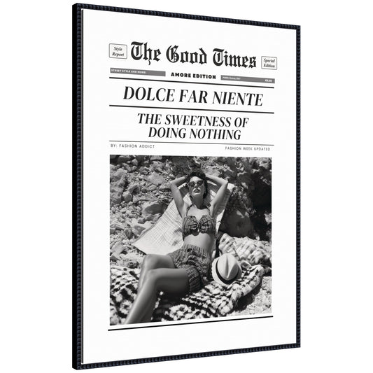 The Good Times Newspaper Dolce Far Niente by Honey Island Studio Framed Canvas Wall Art Print