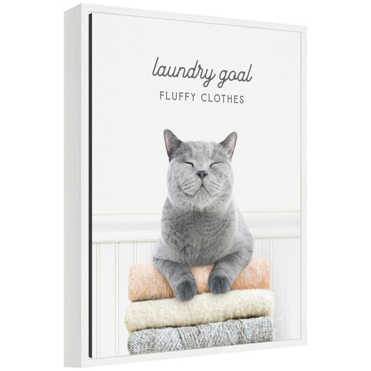 Sylvie Cat Laundry Goals Framed Canvas by Amy Peterson
