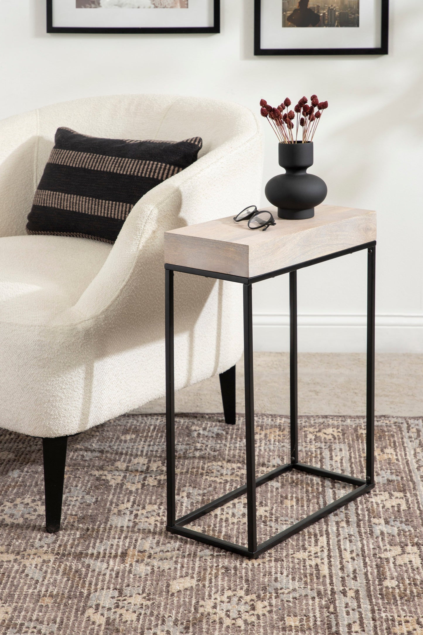 Karlsen Wood and Metal Slim Side Table