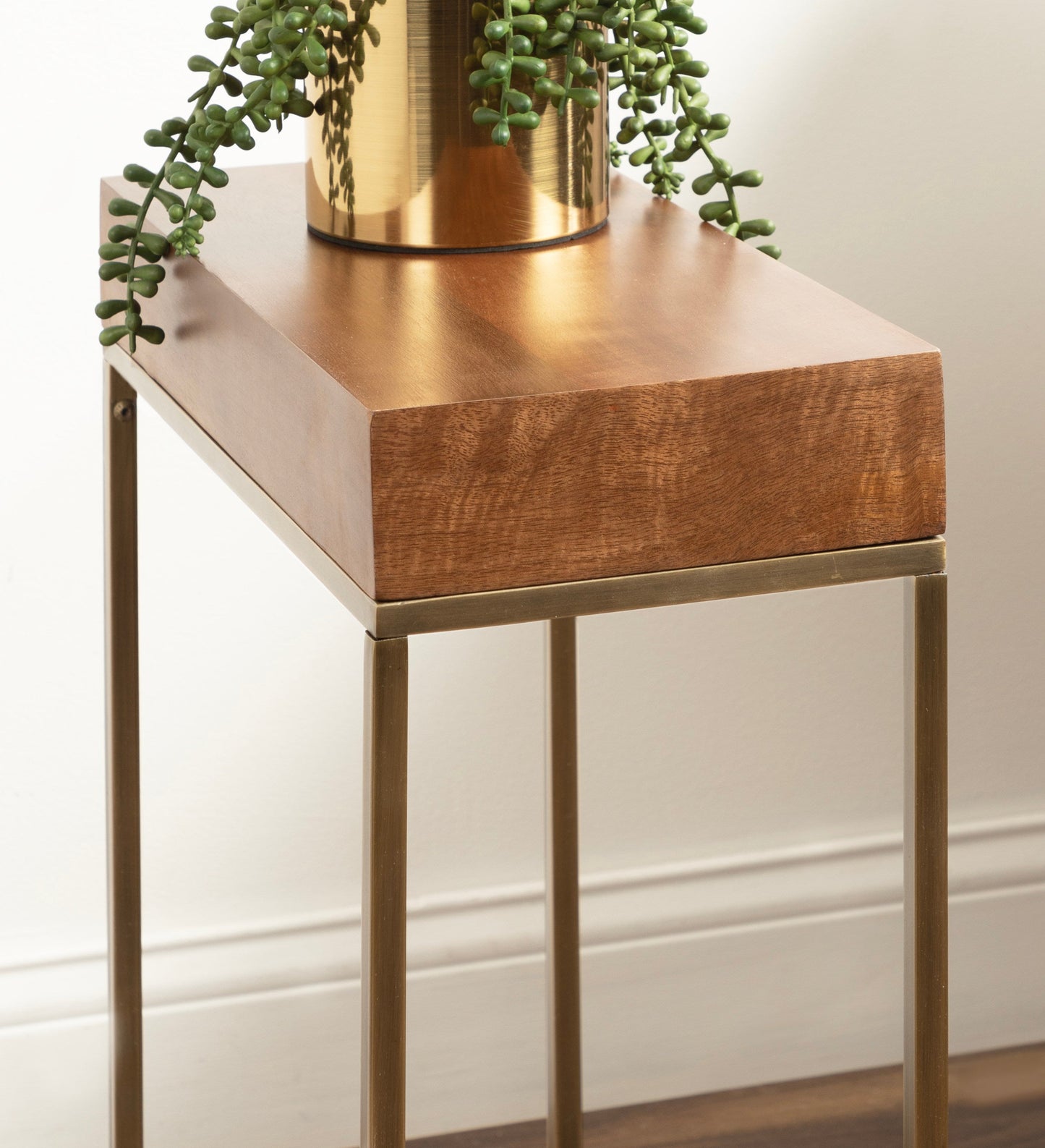 Karlsen Wood and Metal Slim Side Table