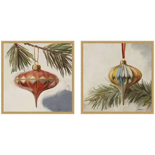 Nostalgic Holiday 2 Piece Framed Canvas Wall Art Set by Mary Sparrow