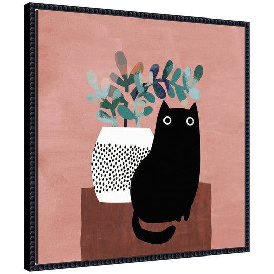 AR Black Cat No. 17 by Planet Cat Framed Canvas Wall Art Print