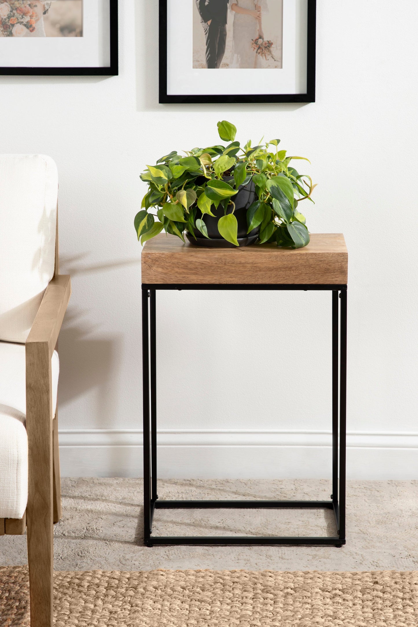 Karlsen Wood and Metal Slim Side Table