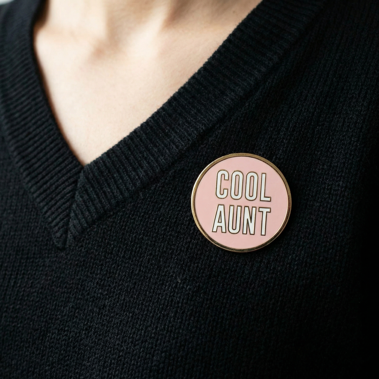 Cool Aunt Brass Lapel Pin in Black or Pink