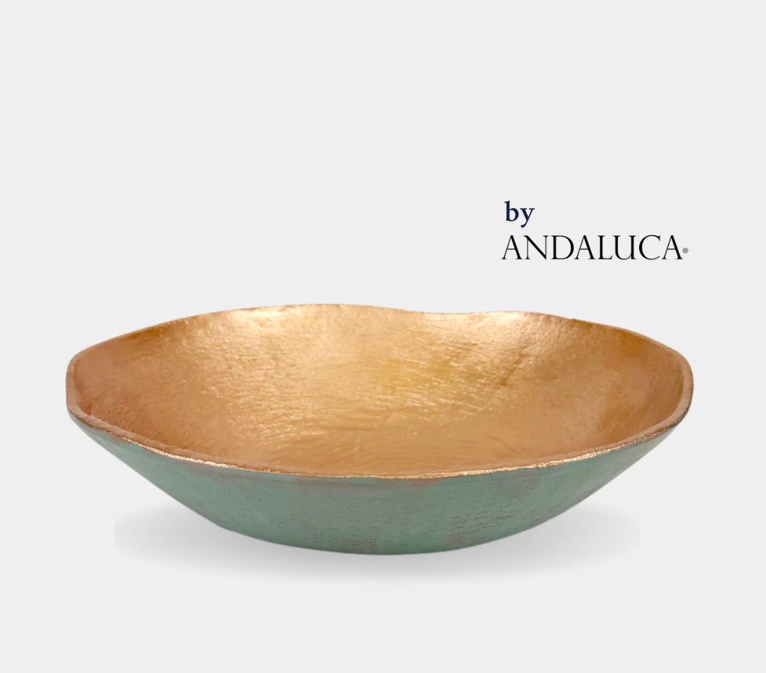 Turquoise Copper Finish Decorative 15 inch Bowl by Andaluca Home