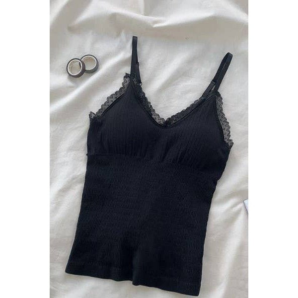 Lace Strap Snatched Cami Top in Black or White | One Size XS/S Camisole