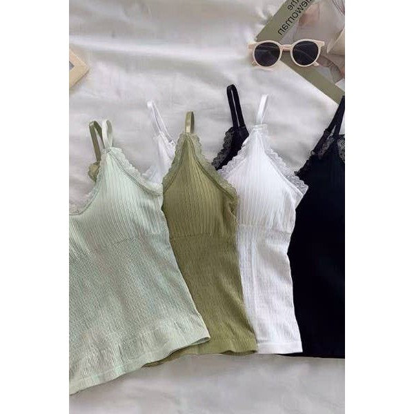 Lace Strap Snatched Cami Top in Black or White | One Size XS/S Camisole