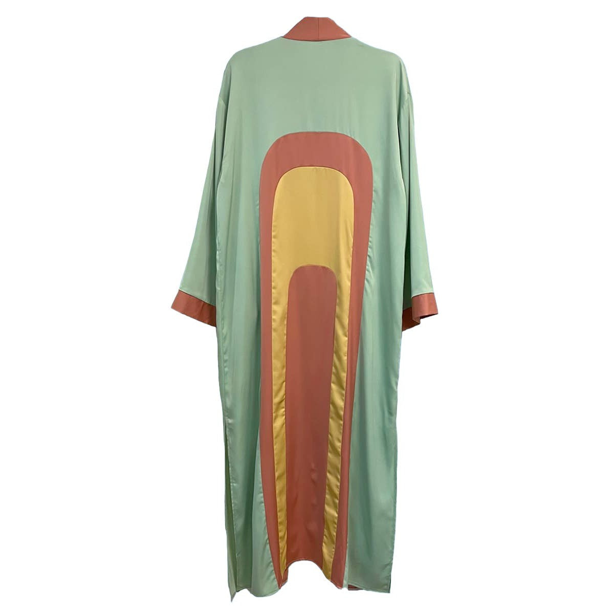 [Size L Remaining] Retro Arch Kimono Big Long Textured Satin Duster [Size L Remaining]