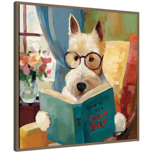 Sylvie How to be a Good Boy Framed Canvas by Mary Sparrow