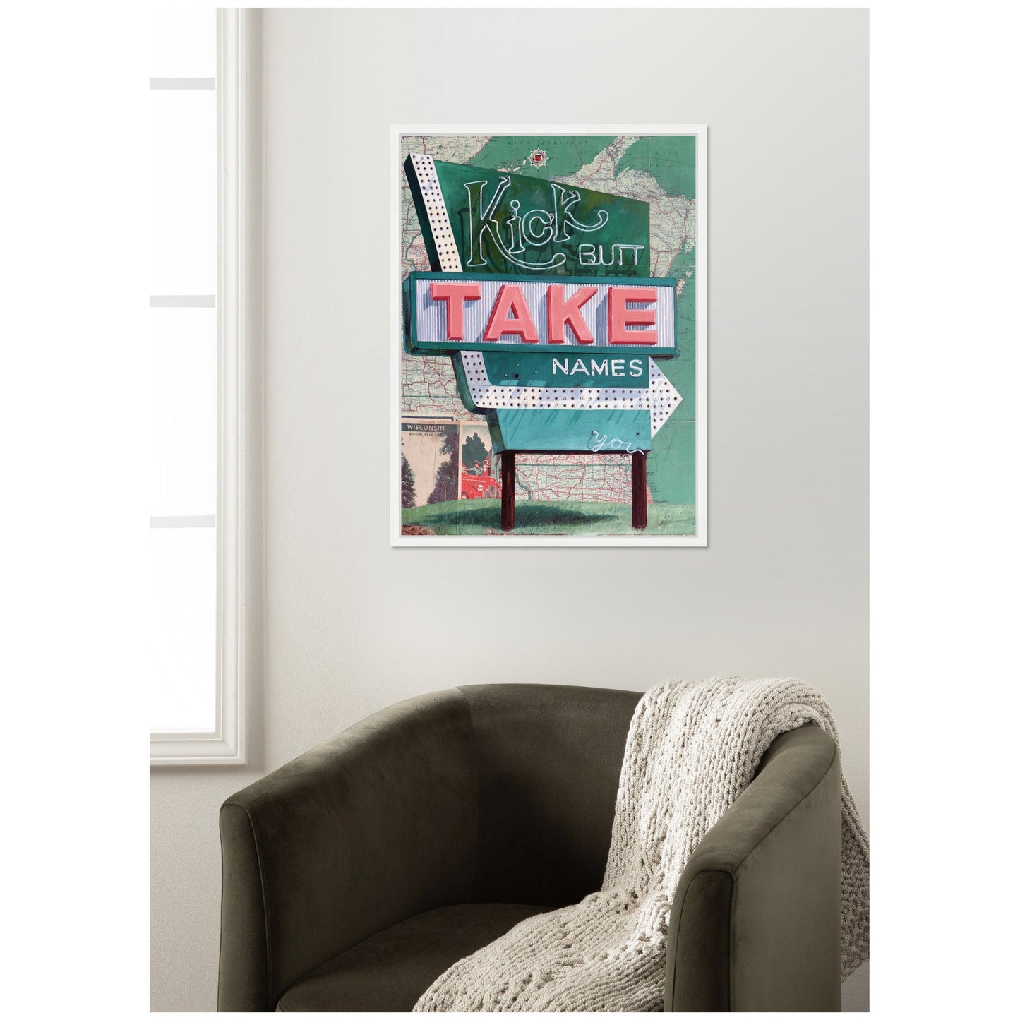 Kick Butt Take Names by Krista V. Allenstein Framed Canvas Wall Art Print