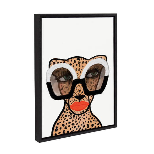 Sylvie Cheetah 4 Framed Canvas by Kendra Dandy of Bouffants and Broken Hearts