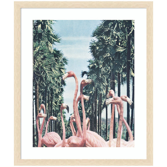 Framed Art Palm Trees and Flamingos by Sarah Eisenlohr