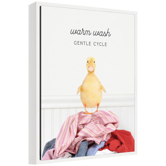 Sylvie Ducky Warm Wash Gentle Cycle Laundry Framed Canvas by Amy Peterson