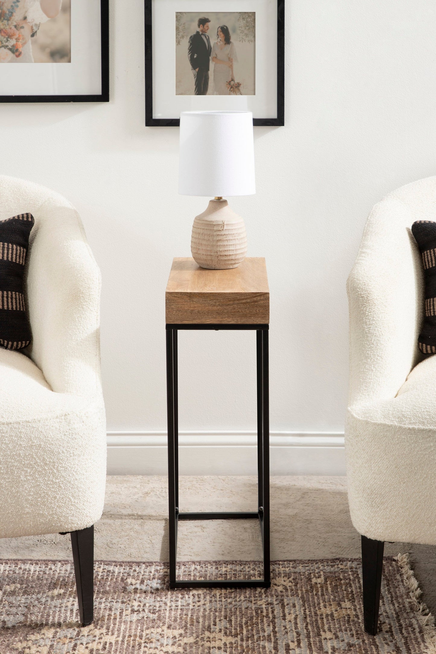 Karlsen Wood and Metal Slim Side Table