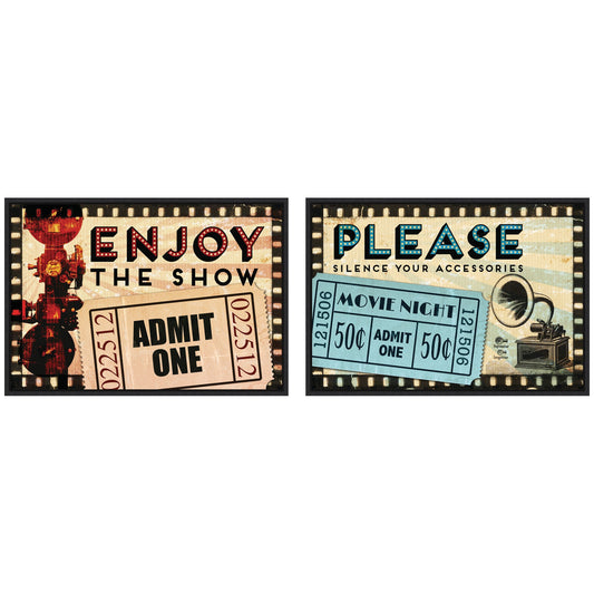 Vintage Movie Tickets 2 Piece Framed Canvas Wall Art Set by Corinna Buchholz of Piddix