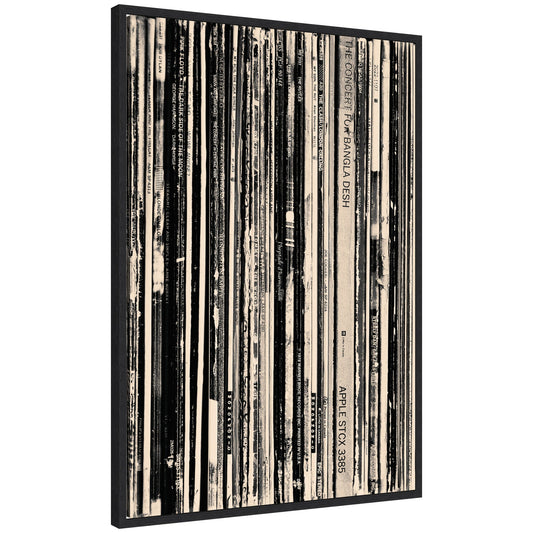33 RPM Black and White 23x33 by Robert Cadloff Framed Canvas Wall Art Print