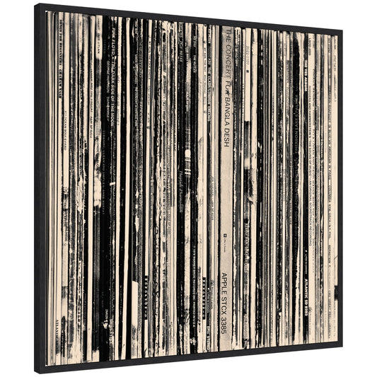 33 RPM Black and White Square by Robert Cadloff Framed Canvas Wall Art Print